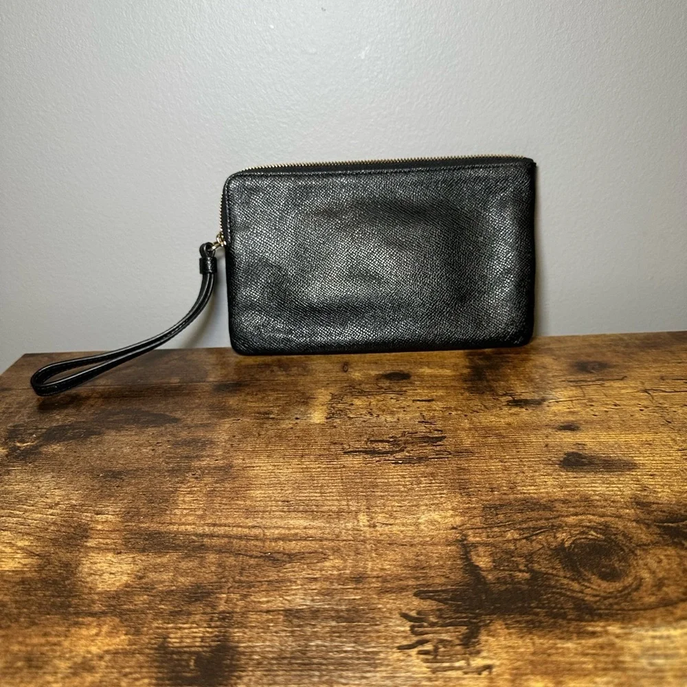 Coach Black Leather Wristlet